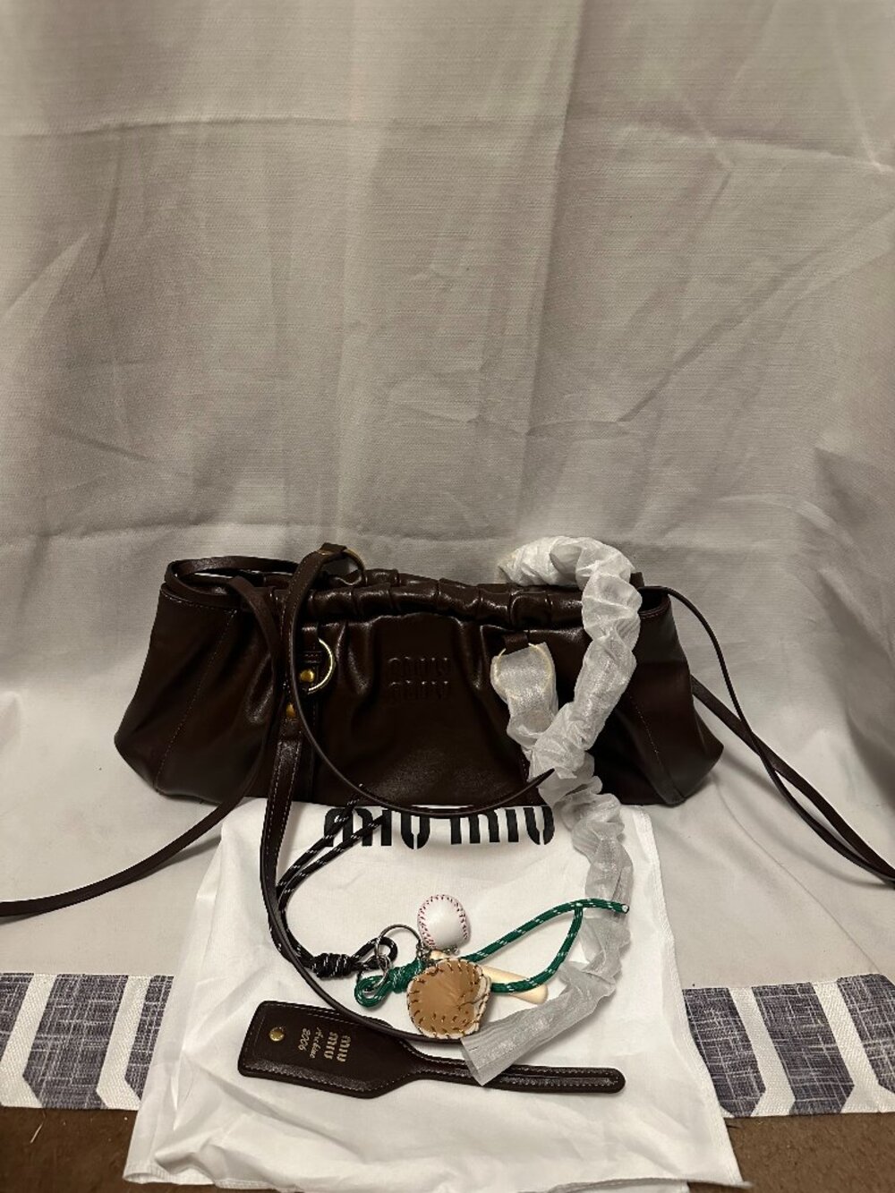 New With Dust Bag Designer INSPIRED y2k Brown Leather Shoulder Bag With Charms